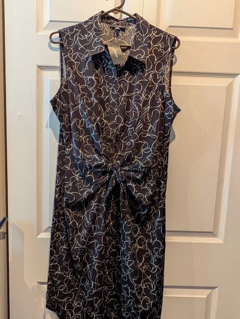 Alfani Black Midi Dress with White Abstract Line Print